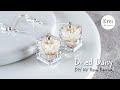 【UV レジン】UV Resin - DIY Earring with Dried Daisy.  菊の花(ドライフラワー)を使って、DIYでクリスタル菊の花みたいなイヤリングを作りました。