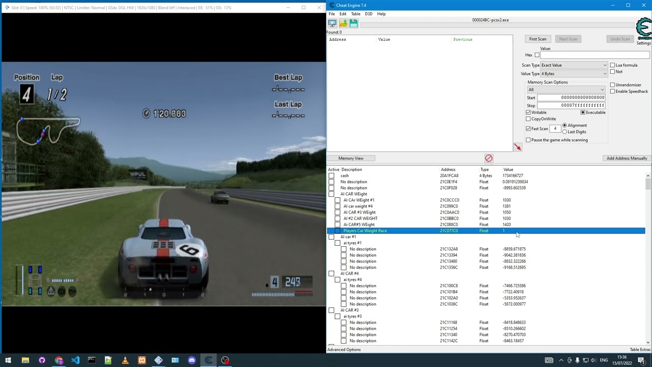 How to change your car's weight with cheat engine - Gran Turismo 4 