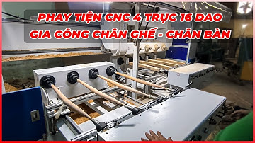 Máy Phay Tiện CNC 4 Trục 16 Dao 2 Bàn MR4S D1200 Làm Chân Ghế Số Lượng Lớn - Tiêu Chuẩn Xuất Khẩu