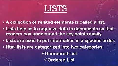 Grade 7 Computer Ch 6 Lists and tables in HTML5 Part1