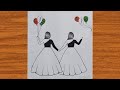 Girl drawing easy tutorial | Beautiful Girl Drawing Backside | Girl friendship drawing | Girl art