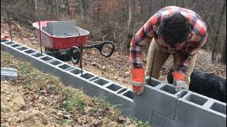 OffGrid Mountainside BarnBuildEp. 2 | HowTo: Dry Stack Block & Surface Bonding Cement Foundation
