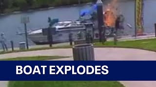 Boat EXPLODES shortly after being refueled at Florida marina | Moment caught on video