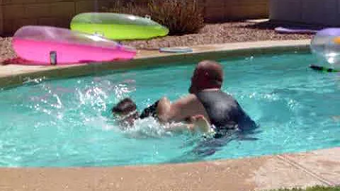 Phillip & Davey in Greg's Pool June 2009