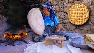 VILLAGE LIFE: Daily Routine Village life IRAN|Baking bread with wood and fire by a rural woman |