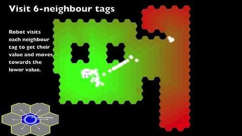 Stigmergic Algorithms: navigation on the build distance map on an RFID tag floor