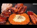 ASMR Mukbang | Spicy BBQ chicken 🍗 Fire noodles with corn cheese, Sausage Eating 먹방