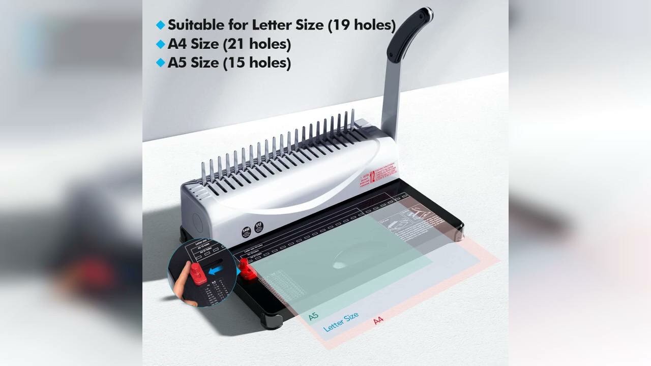 Review: MAKEASY Binding Machine, 21-Hole, 450 Sheets, Comb Binding Machines with 1 Box Comb Bi...