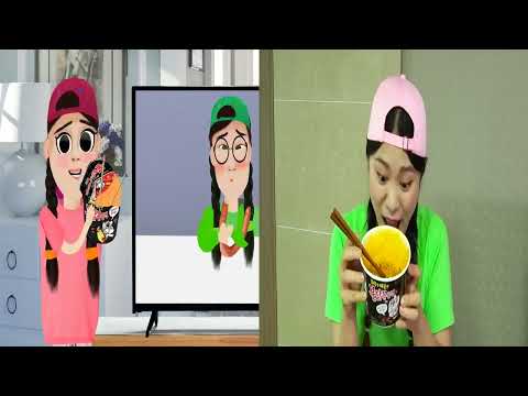 Dona Sausage 불닭볶음면 먹방 TV At Home