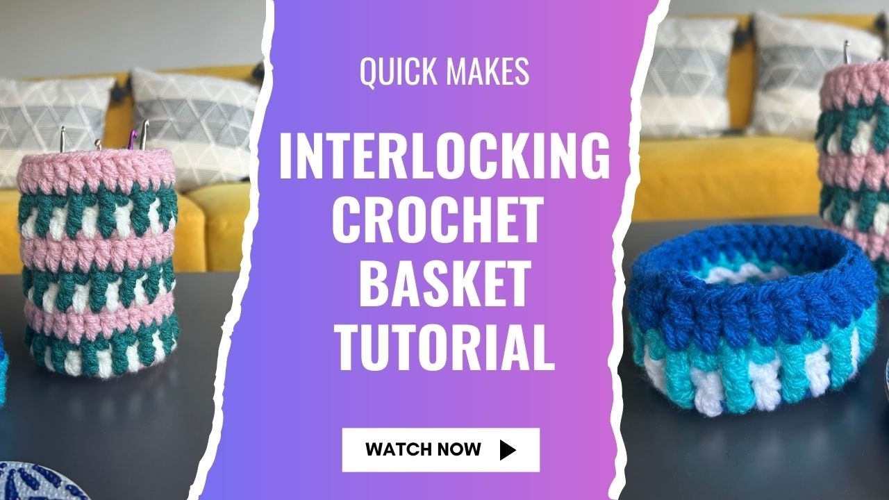 Easy Interlocking Crochet Basket 🧺 FREE Pattern + Step-by-Step Tutorial!