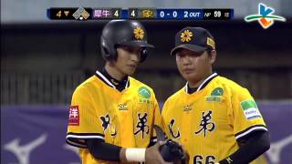 20130905 CPBL 犀牛VS象 4下 蔡明覺追平打點1壘安打