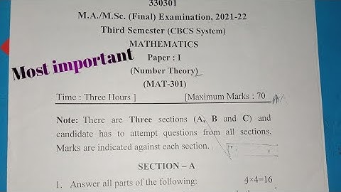 M.Sc #Math #Examination paper 2022 #therd semester #Number Theory #Ddu university
