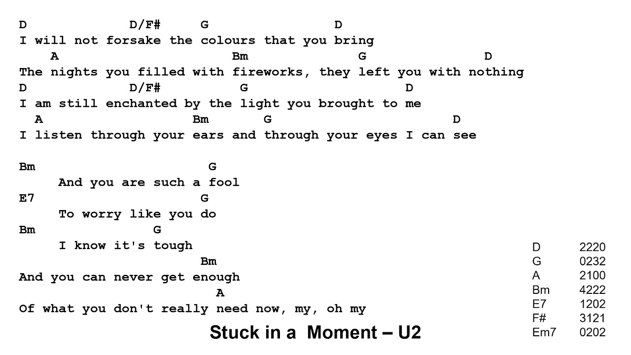 U2 stuck in a moment lyrics  Stuck in a moment, Lyrics, In this moment