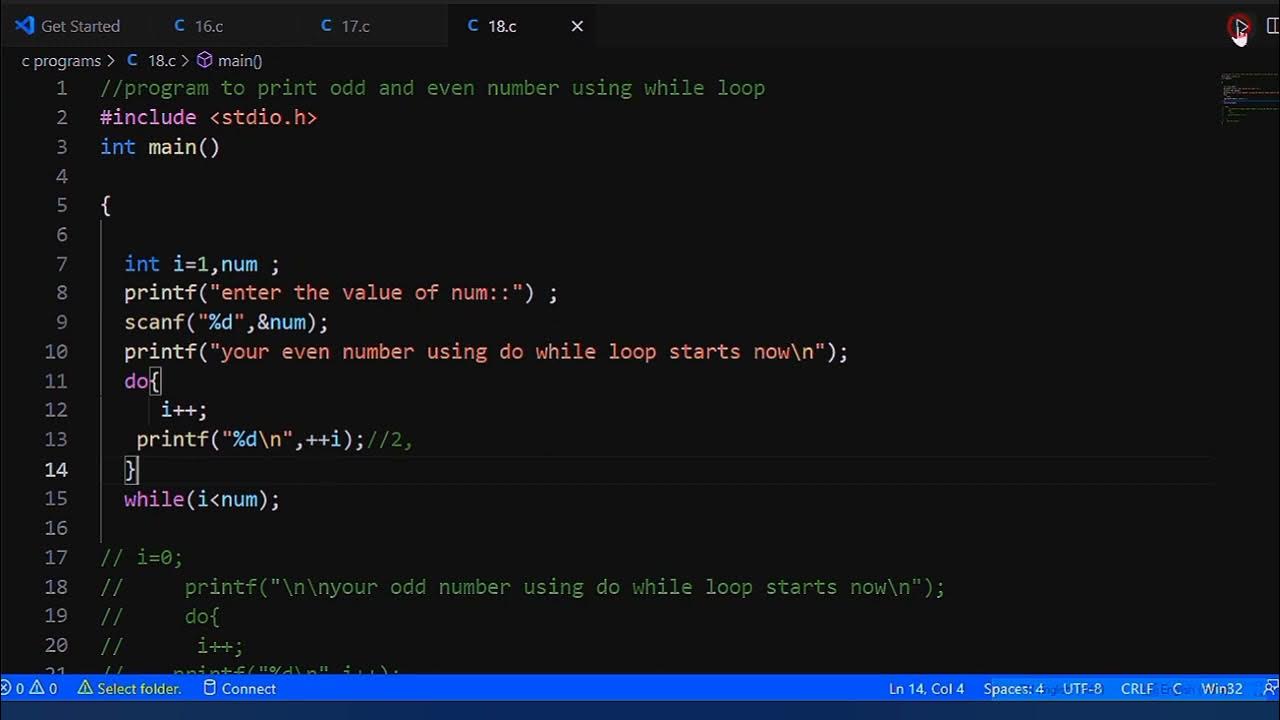 #18 C program to print odd and even number using do while loop. - YouTube
