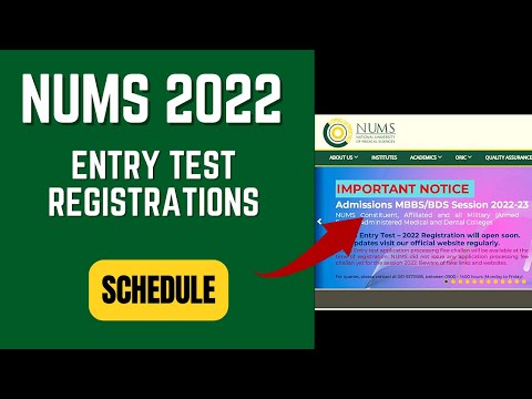 NUMS Entry Test 2022 Registrations Dates Latest Update | PMC MDCAT | AMC CMH