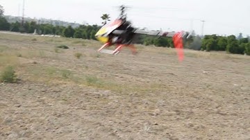 Trex 550e 3D (flybar) in wind