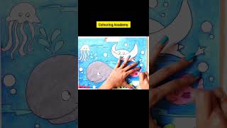 Ocean scenery Coloring - drawing for kids #shorts #drawing #art