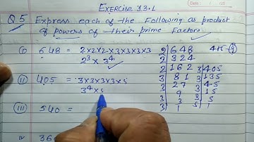 Class 7 - Exercise 13.1 - Q 5 | Express each of the following as product of powers of