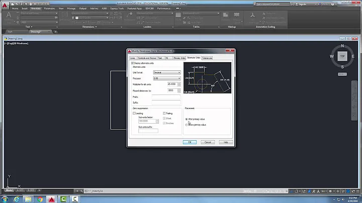 AutoCAD I  16-10 Dimension Style   Alternate Units Tab