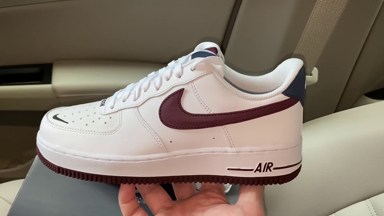 nike air force 1 burgundy and white