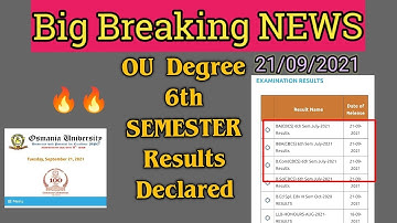 OU Degree 6th SEMESTER Results Declared||2021