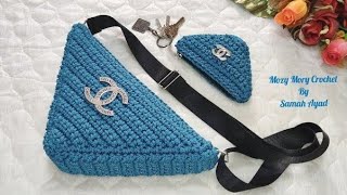 كروشيه شنطه كروس/شنطة وسط/شنطه رجالى تصميم جديد crochet bag/Bolso de ganchillo/bolsa de crochê