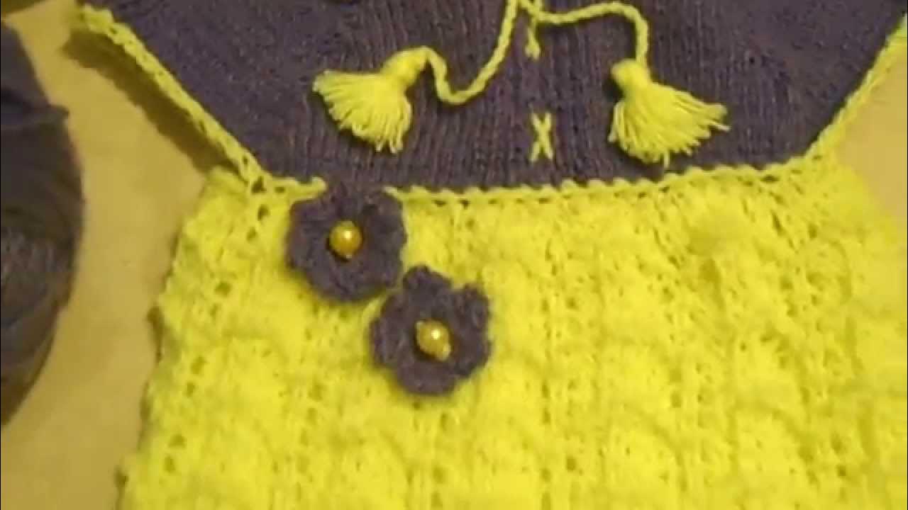 Вязаное платье спицами на 1 годик - YouTube