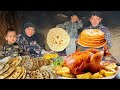 Young family lives in dangerous old cave, cooking delicious chicken in rural Afghanistan