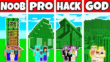 Minecraft: FAMILY CACTUS HOUSE BUILD CHALLENGE - NOOB vs PRO vs HACKER vs GOD in Minecraft