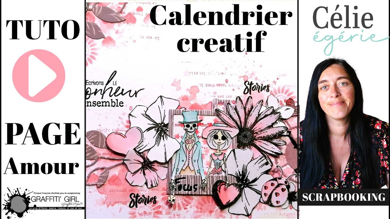Page De Garde Atelier Créatif Adulte Scrapbooking Tutoriel PAGE SCRAPBOOKING format A4, CALENDRIER CRÉATIF février