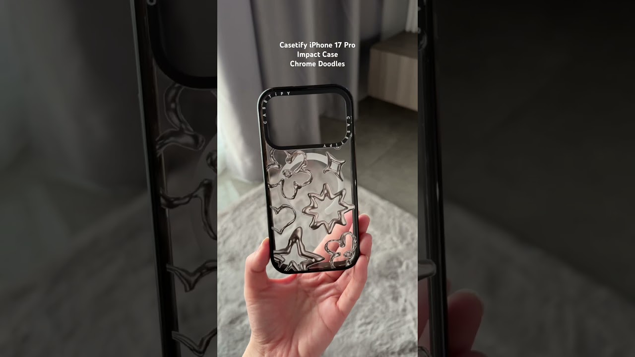 Casetify iPhone 17 Pro Chrome Doodles Impact Case on Silver iPhone