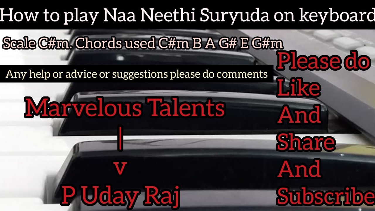 Naa Neethi Suryuda Instrumental and Lesson on  How to play Naa Neethi Suryuda on keyboard