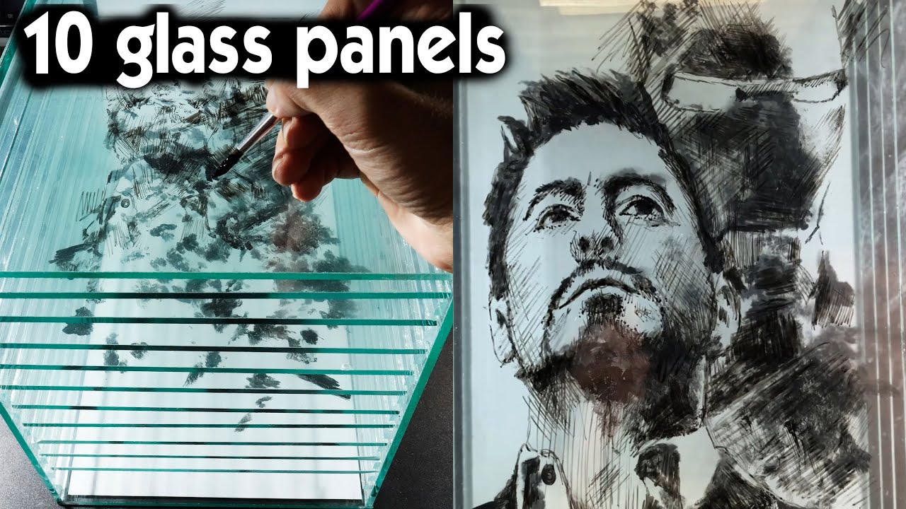 3D Drawing Iron Man on 10 Glass Panels | DP Truong