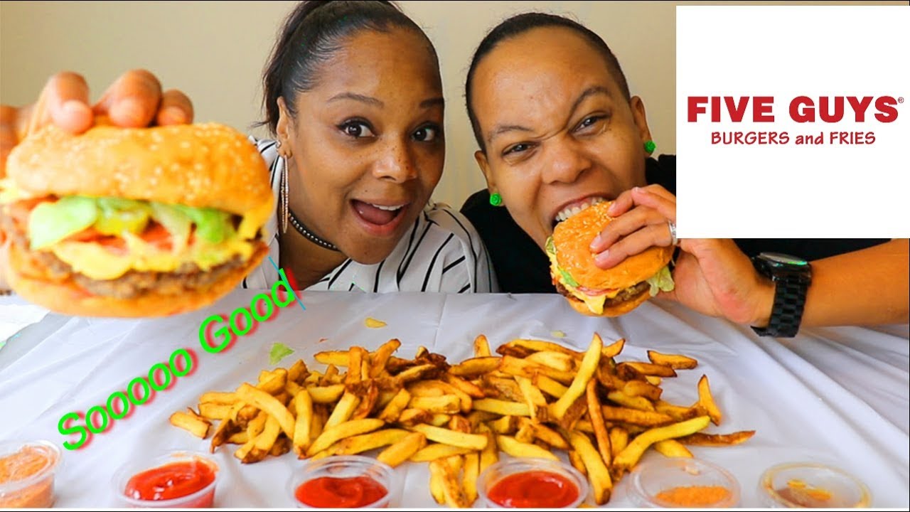 Five Guys Mukbang, Cheese Burgers and Cajun fries | Eating Show