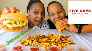 Five Guys Mukbang, Cheese Burgers and Cajun fries | Eating Show