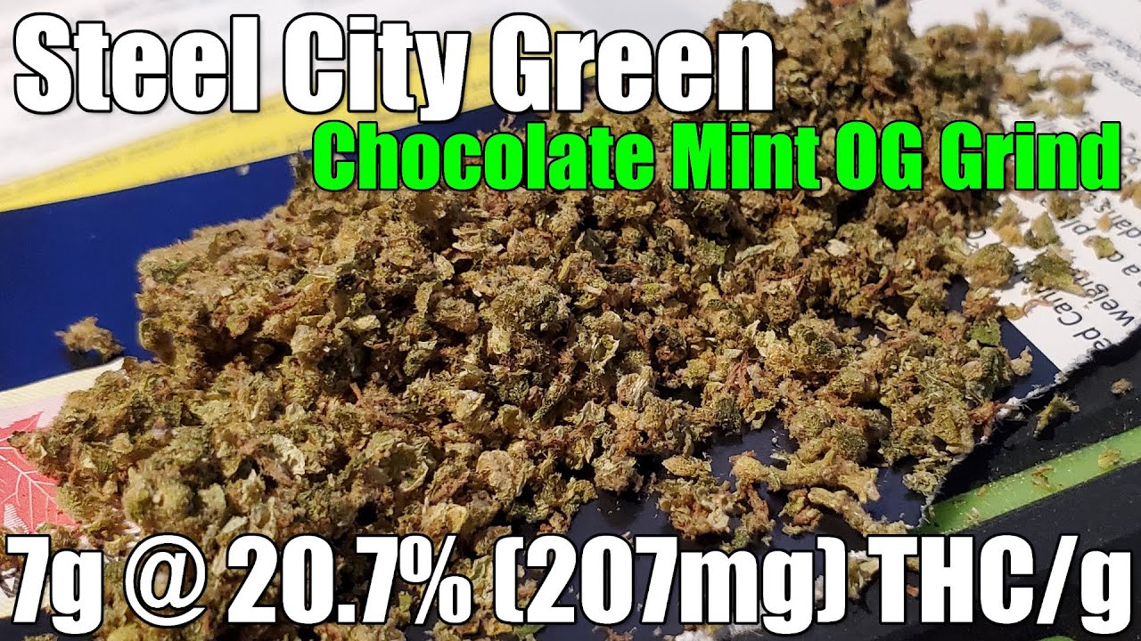 Steel City Green - Chocolate Mint OG Grind - Review - 7g @ 20.7% (207mg) THC/g (+Extreme Closeups)