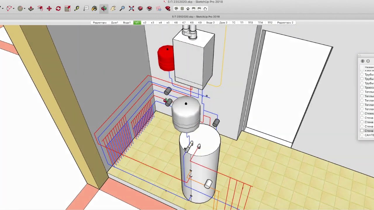 Рисуем теплый пол в скетчап