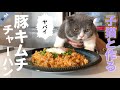 【第94話】短足マンチカンの子猫と作る《絶品！豚キムチチャーハン》