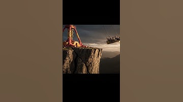 A giant swing accident at an amusement park with a cliff