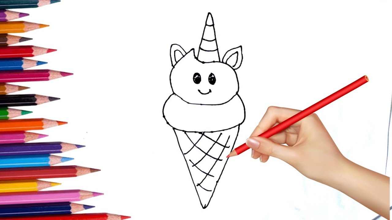 How To Draw A Unicorn Ice Cream Cone (Ice Cream-icorn) 