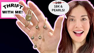 I Thrifted 14K Gold & Black Pearls worth $1000 For $150! Thrift With Me!