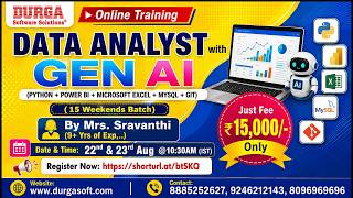 DATA ANALYST with GEN AI (15 Weekends Batch) Online Training @ DURGASOFT