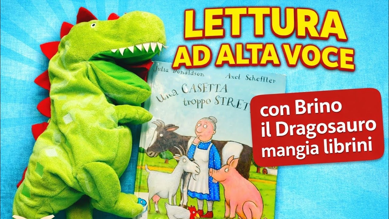 🏠🐮Una casetta troppo stretta🎤Lettura ad alta voce per bambini con Brino il Dragosauro mangia librini