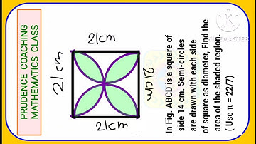 ABCD is a square side 21cm Semicircles are drawn each side of square as diameter Area shaded region