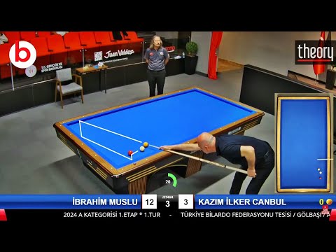 KAZIM İLKER CANBUL vs İBRAHİM MUSLU 3 BANT BİLARDO ŞAMPİYONASI A KATEGORİSİ 1.ETAP 1.TUR | billiards