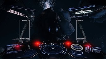 Elite Dangerous blowing up an asteroid