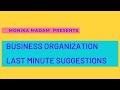 BUSINESS ORGANISATION LAST MINUTE SUGGESTIONS