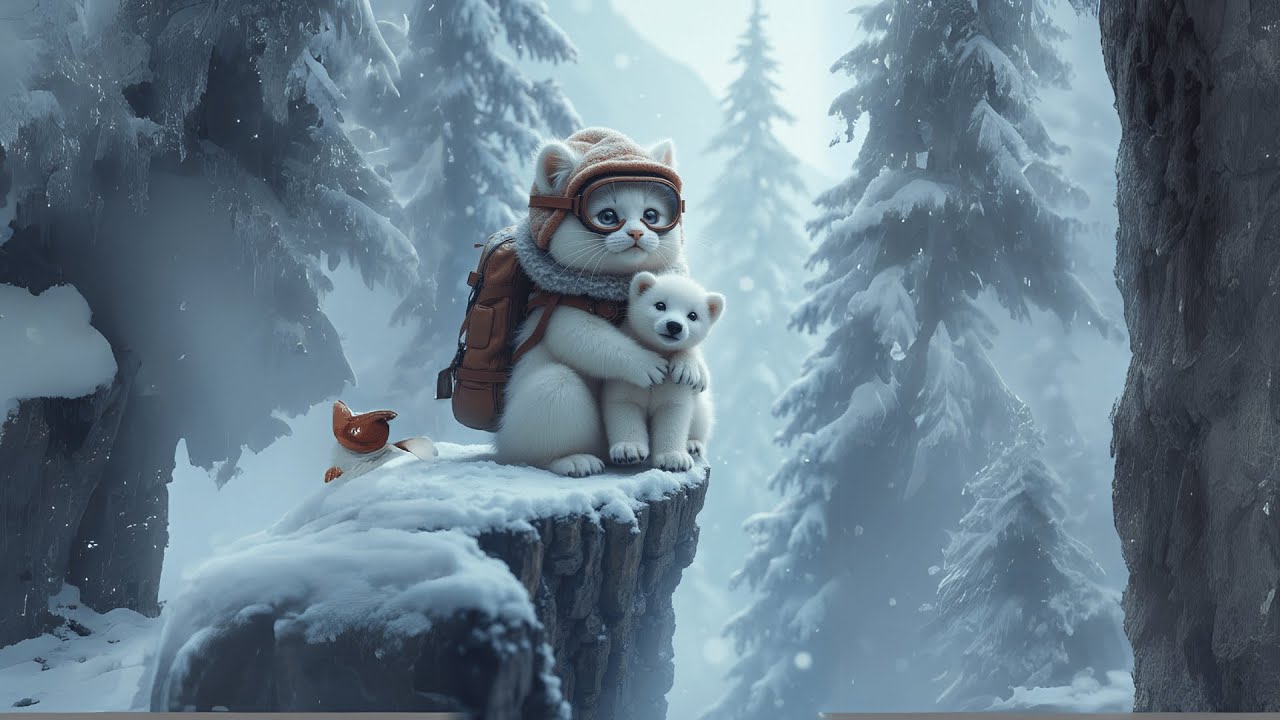 Brave Cat Saves Polar Bear from Fierce Black Leopard!