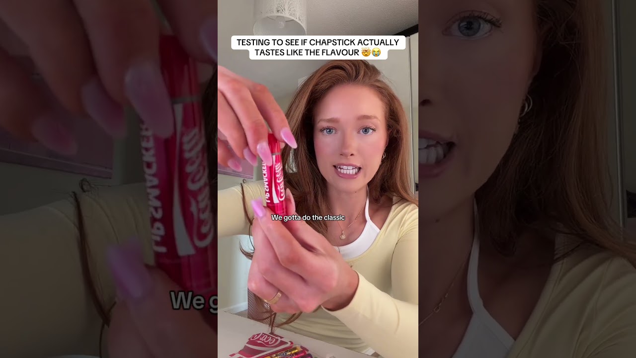 TESTING TO SEE IF CHAPSTICK ACTUALLY TASTES LIKE THE FLAVOUR🤯😭 #fyp #chapstick #chapstickchallenge