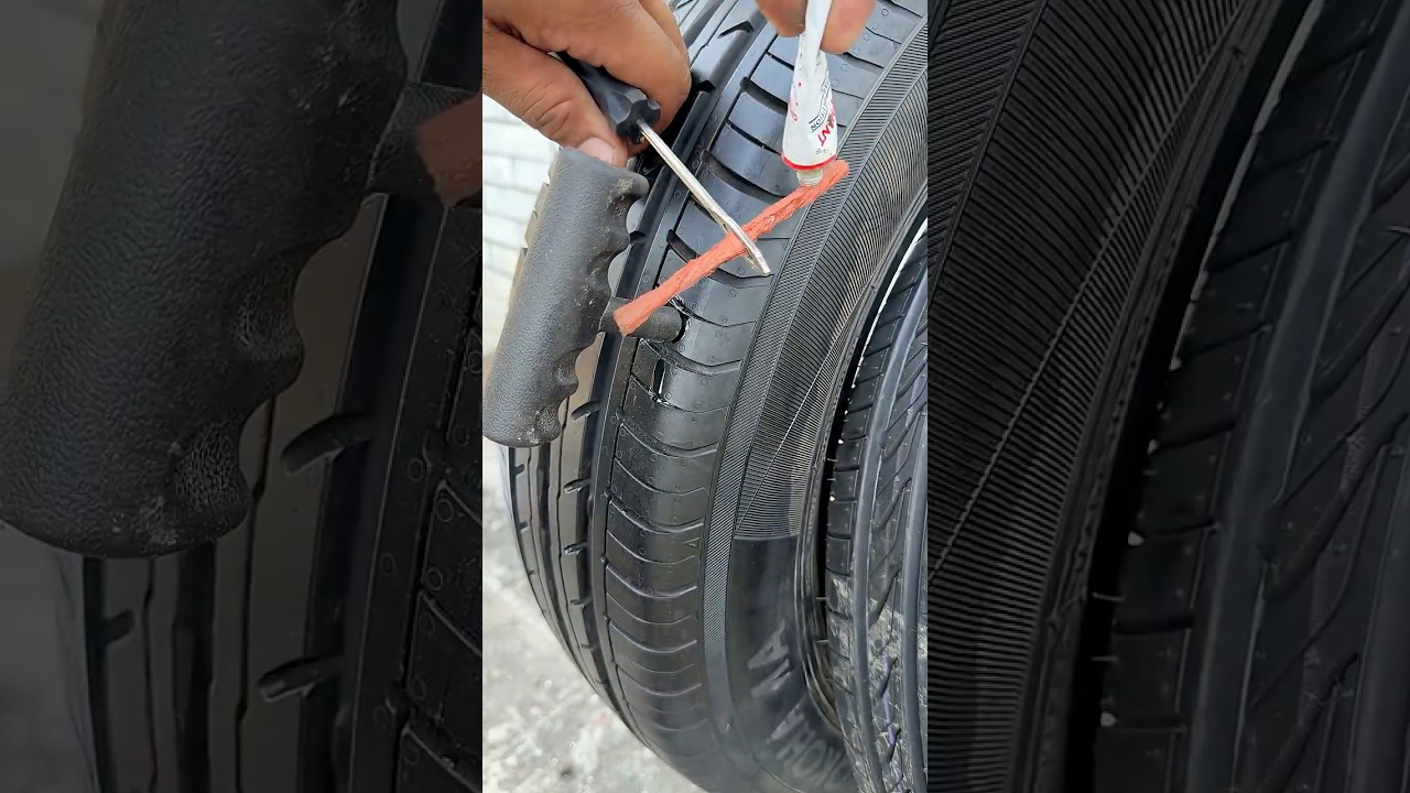 Car Tubeless Tyre Side Puncture Repair | Screw Damage Fixed with Tubeless Kit 🔧🚗
